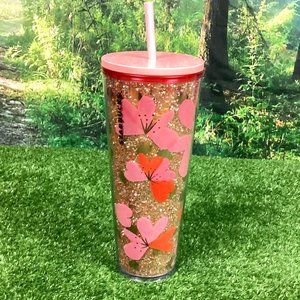Starbucks Valentine Glitter Hearts Acrylic Cold Cup Tumbler Venti 24oz